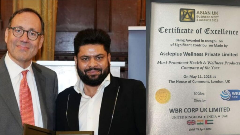 Asclepius Wellness Receives Most Prominent Health and Wellness Product Company Award in the UK Parliament
